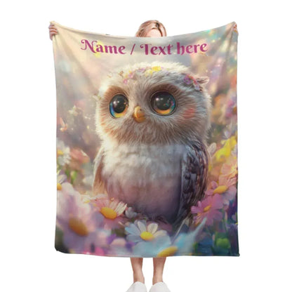Personalized Baby Owl Fleece Bird Blanket: Magical Nature Gift - Dream Dragons
