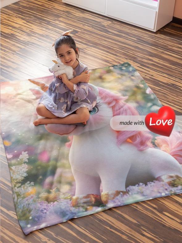 Personalized Unicorn Blanket: Magical Pink Name Gift, Soft Flannel Fleece Throw - Dream Dragons