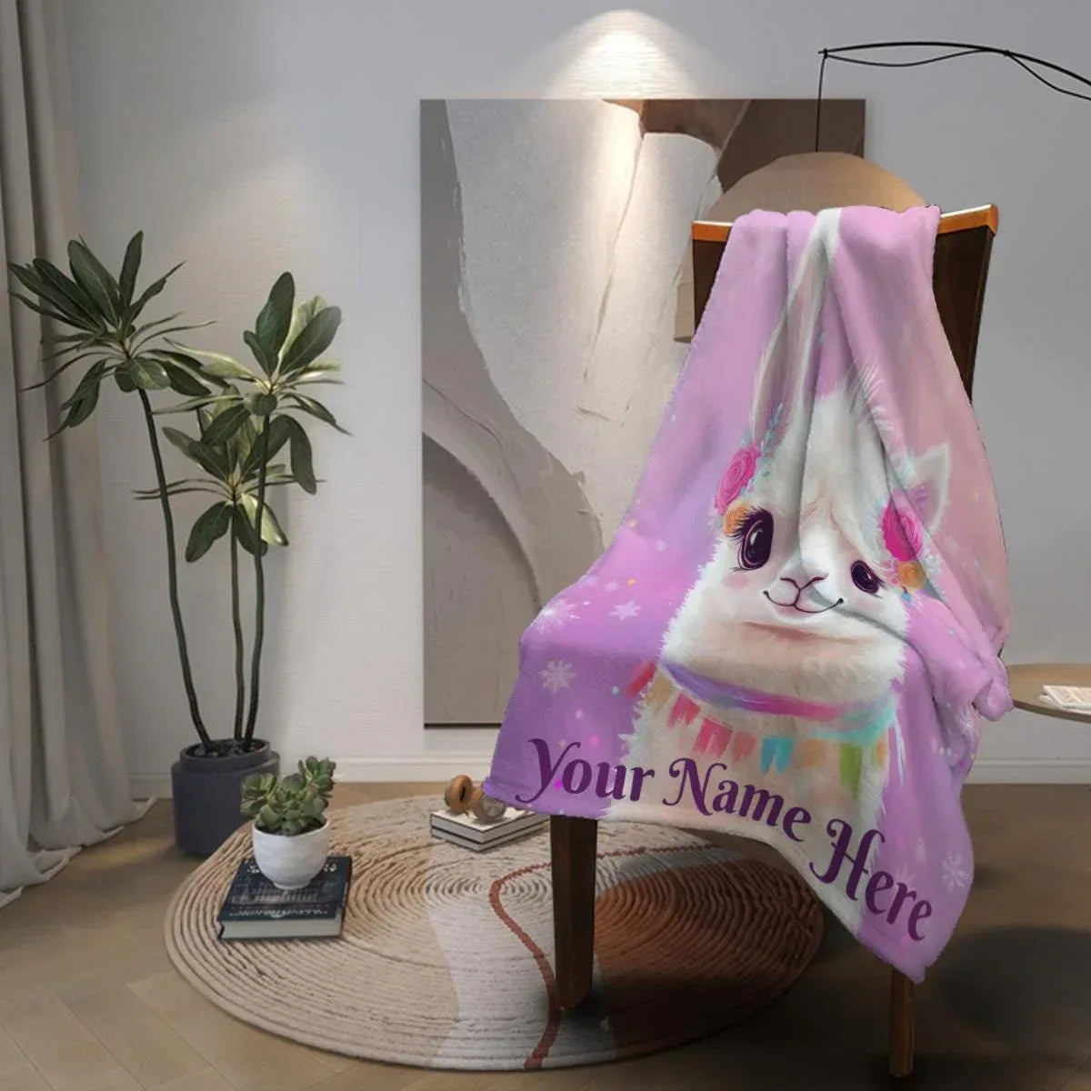 Personalized Llama Fleece Blanket: Alpaca Custom Name Throw - Dream Dragons