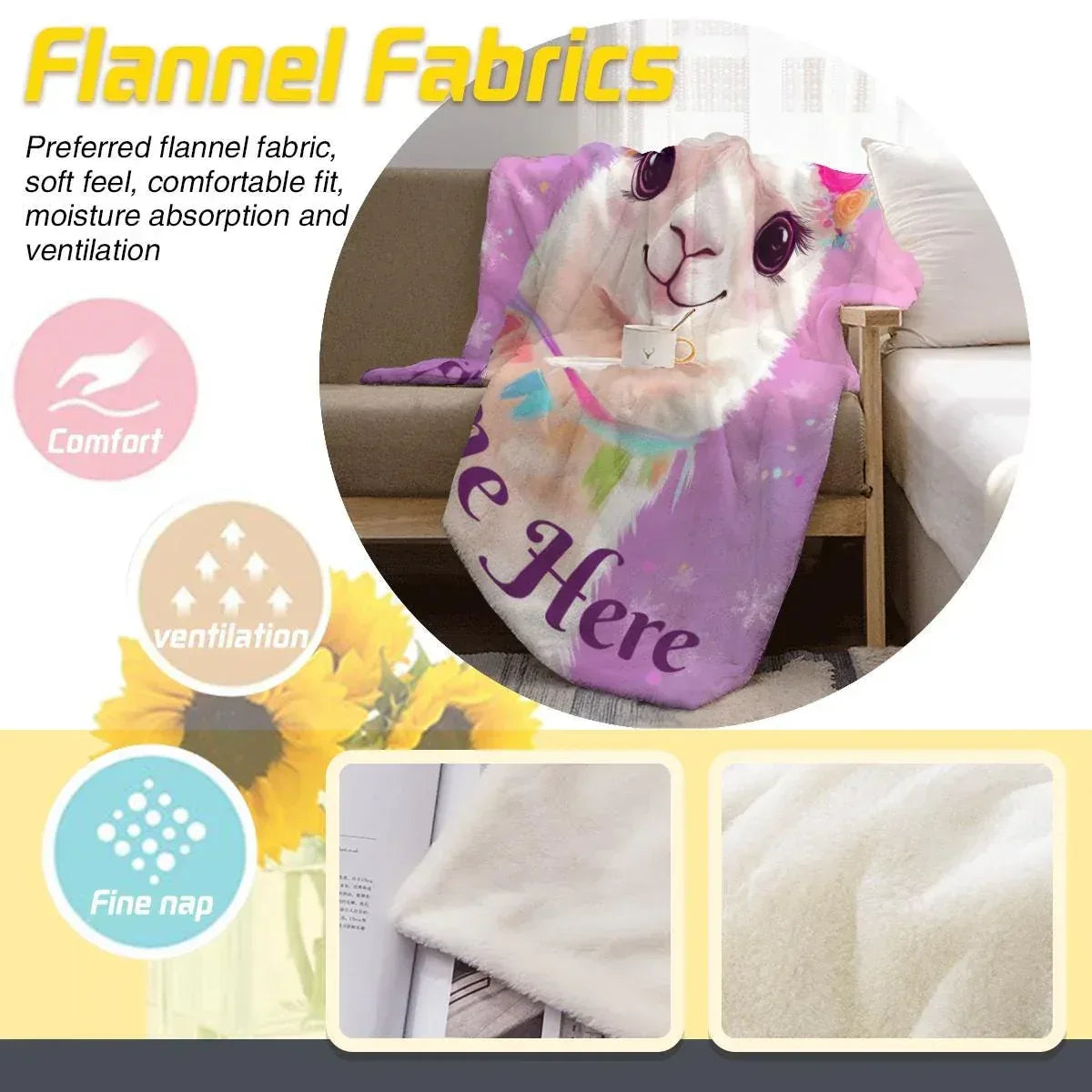 Personalized Llama Fleece Blanket: Alpaca Custom Name Throw - Dream Dragons