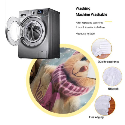 Personalized Snow Teddy Bear Plush Blanket: Flannel Fleece Snuggle Throw, Super Soft Name Gift - Dream Dragons