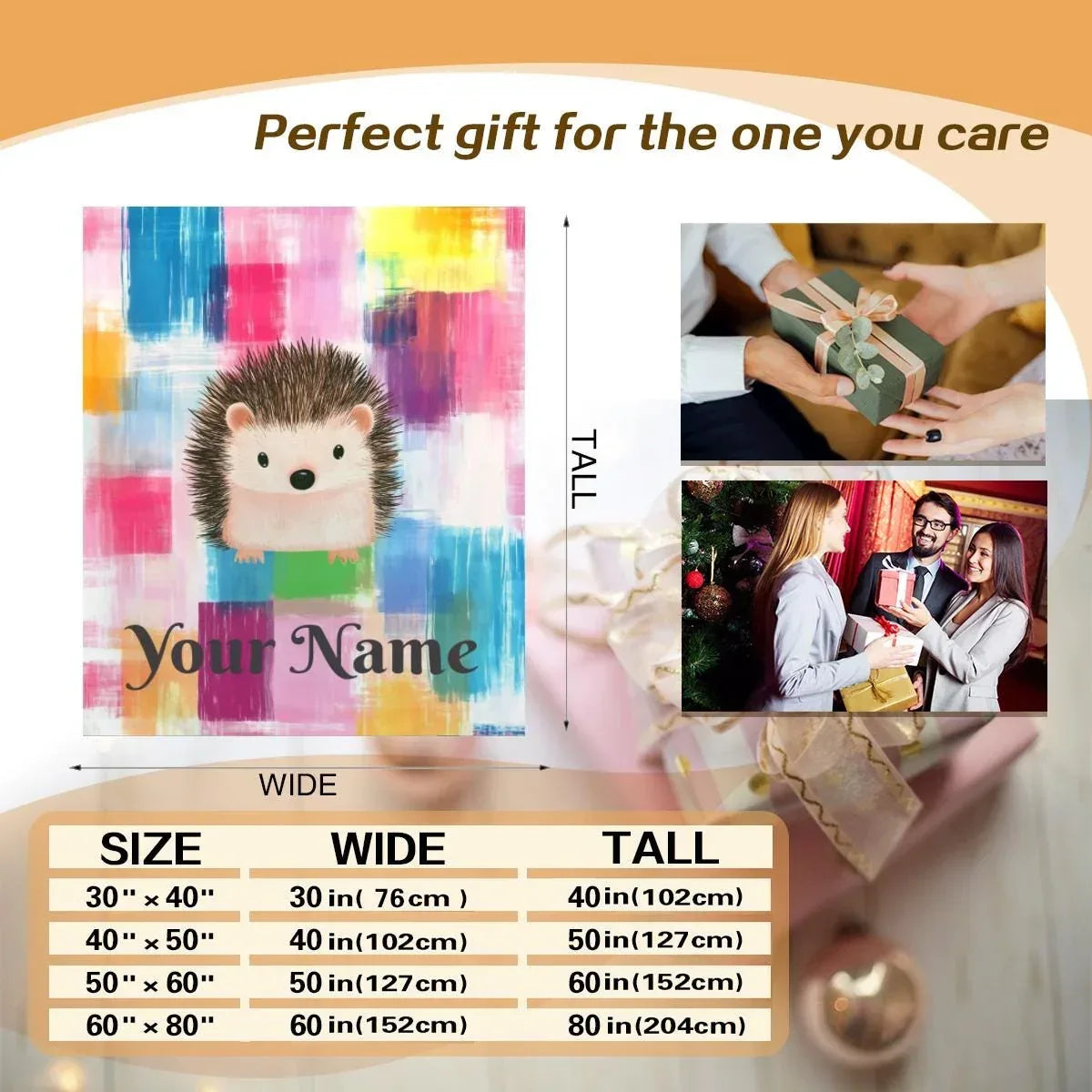 Personalized Hedgehog Blanket: Whimsical Plaid, Cosy Throw, Super Soft Name Gift - Dream Dragons