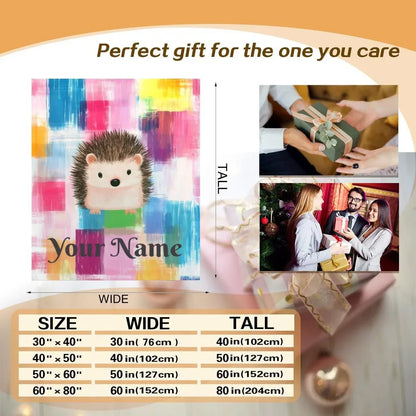 Personalized Hedgehog Blanket: Whimsical Plaid, Cosy Throw, Super Soft Name Gift - Dream Dragons