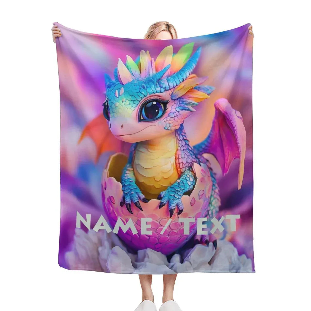 Personalized Dragon Egg Hatch Blanket: Magical Baby Dragon, Super Soft Name Gift - Dream Dragons