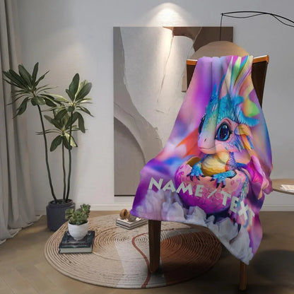 Personalized Dragon Egg Hatch Blanket: Magical Baby Dragon, Super Soft Name Gift - Dream Dragons