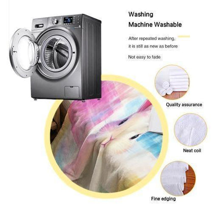 Personalized White Bunny Blanket: Rainbow Patchwork Microfiber Throw, Rabbit, Super Soft Name Gift - Dream Dragons