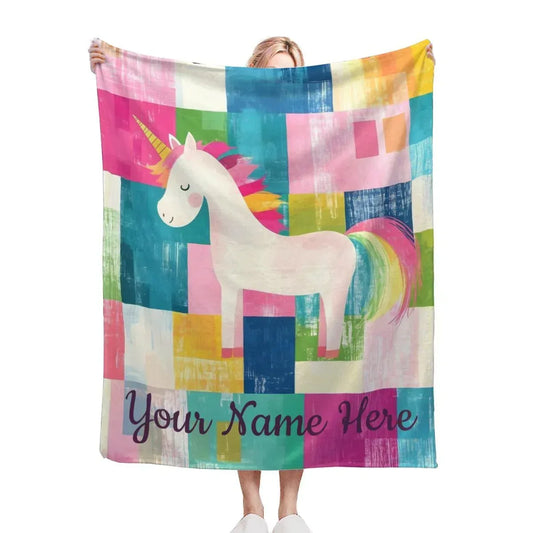 Personalized Unicorn Blanket: Custom Flannel Fleece, Super Soft Name Gift - Dream Dragons