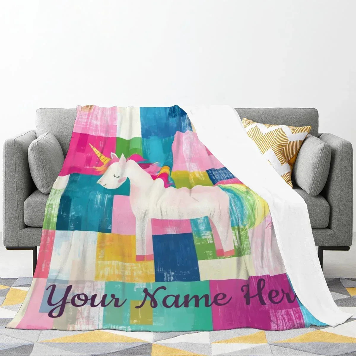 Personalized Unicorn Blanket: Custom Flannel Fleece, Super Soft Name Gift - Dream Dragons
