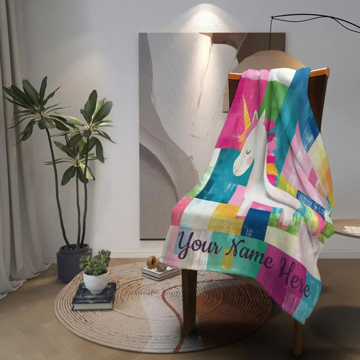 Personalized Unicorn Blanket: Custom Flannel Fleece, Super Soft Name Gift - Dream Dragons