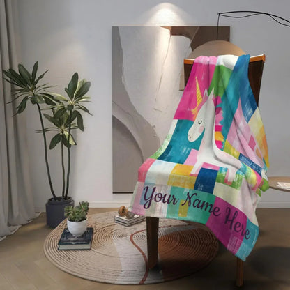 Personalized Unicorn Blanket: Custom Flannel Fleece, Super Soft Name Gift - Dream Dragons