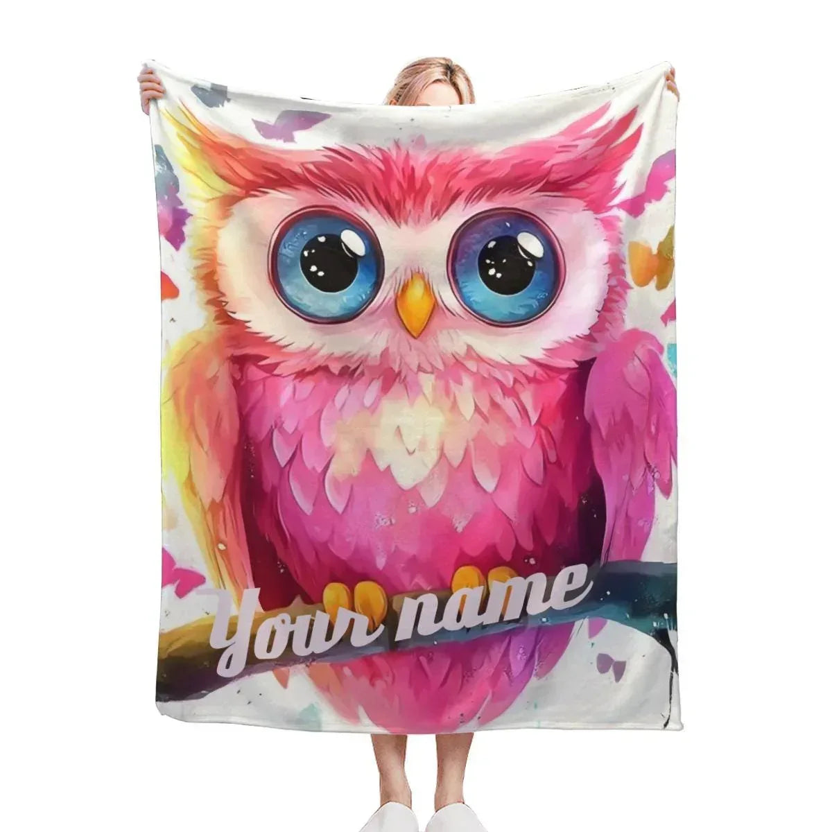 Personalized Pink Owl Bird Blanket: Flannel Fleece Throw, Super Soft Bedding Sofa Name Gift - Dream Dragons