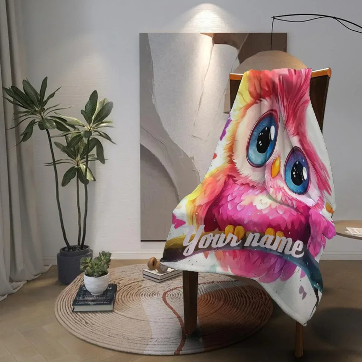 Personalized Pink Owl Bird Blanket: Flannel Fleece Throw, Super Soft Bedding Sofa Name Gift - Dream Dragons