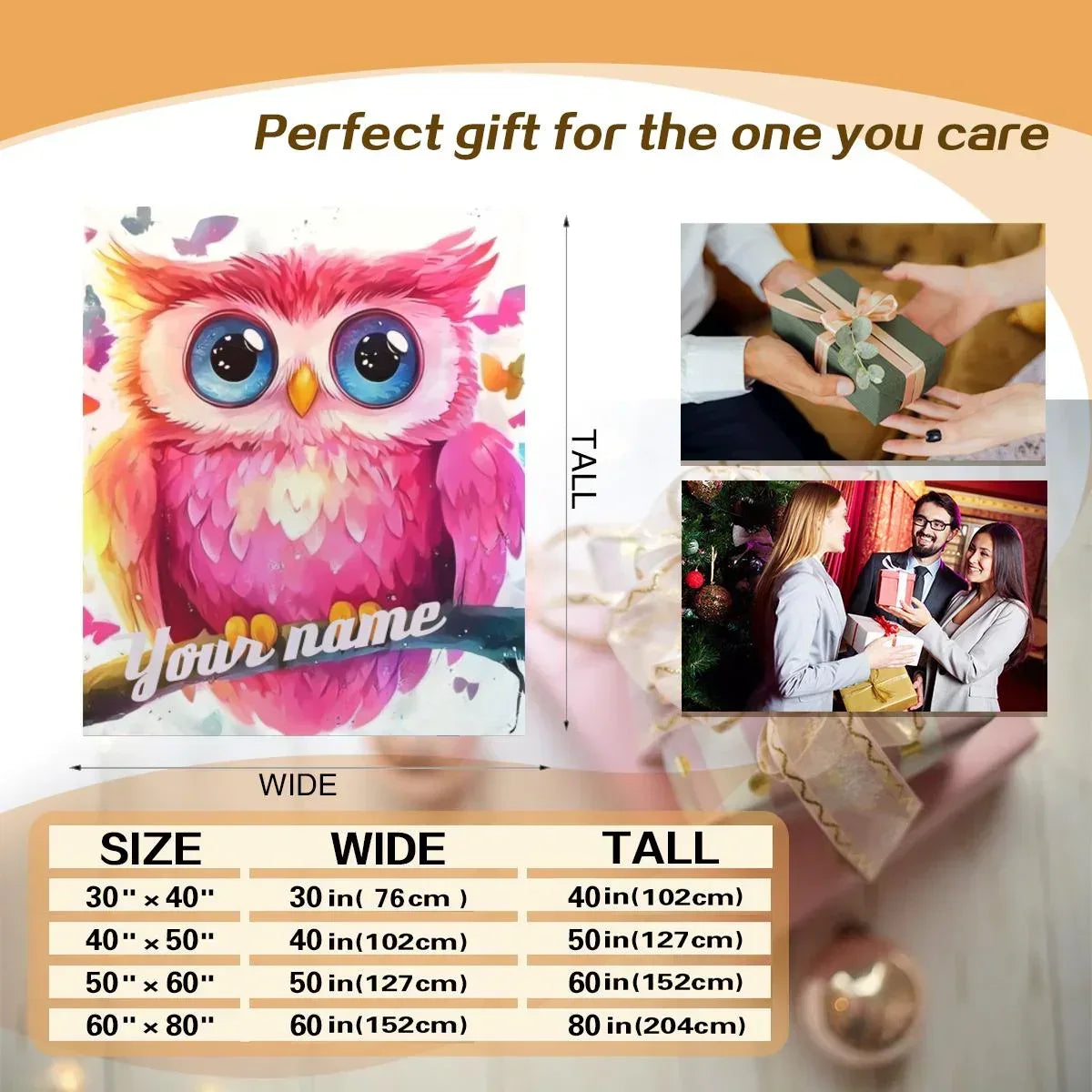 Personalized Pink Owl Bird Blanket: Flannel Fleece Throw, Super Soft Bedding Sofa Name Gift - Dream Dragons