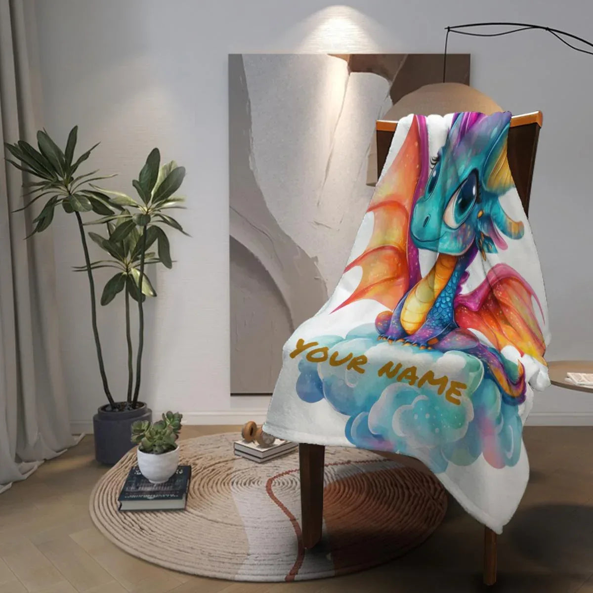 Personalized Girl Dragon Blanket: Soft Flannel Fleece Throw, Magical Name Gift - Dream Dragons