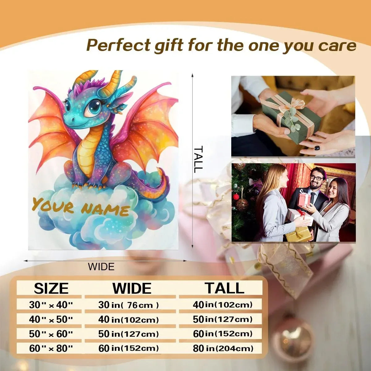 Personalized Girl Dragon Blanket: Soft Flannel Fleece Throw, Magical Name Gift - Dream Dragons