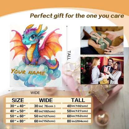 Personalized Girl Dragon Blanket: Soft Flannel Fleece Throw, Magical Name Gift - Dream Dragons