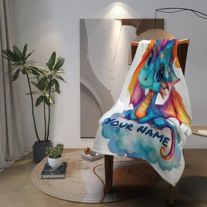 Personalized Dragon Blanket: Soft Flannel Fleece Dino Throw, Super Soft Name Gift - Dream Dragons
