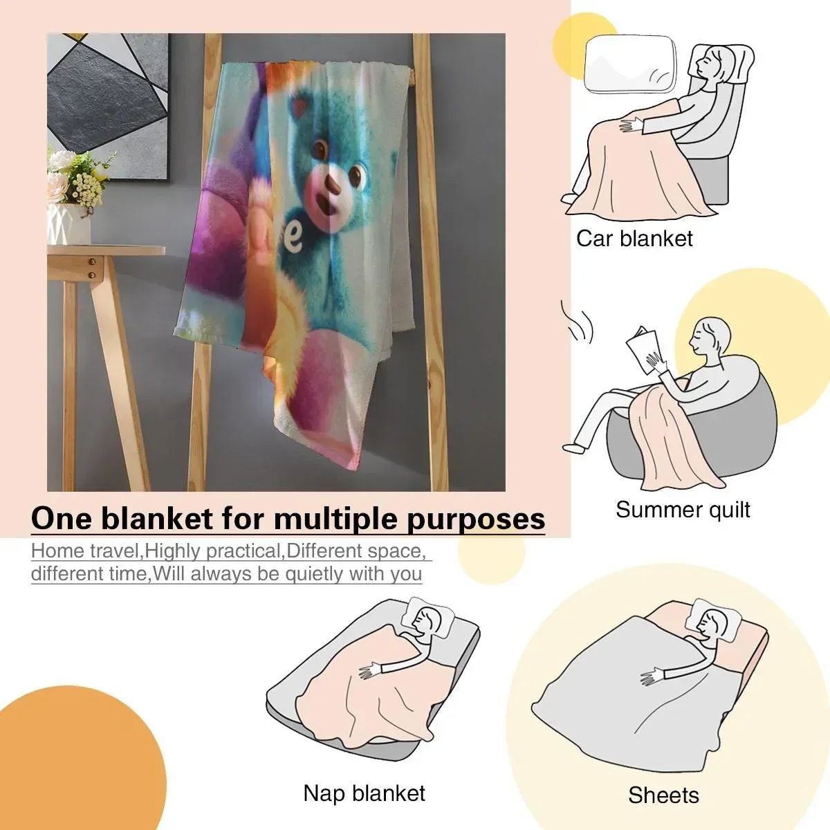 Personalized Teddy Bear Plush Blanket: Fluffy Cosy Throw, Soft Flannel Fleece Name Gift - Dream Dragons