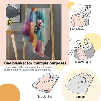 Personalized Teddy Bear Plush Blanket: Fluffy Cosy Throw, Soft Flannel Fleece Name Gift - Dream Dragons