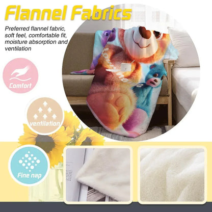 Personalized Teddy Bear Plush Blanket: Fluffy Cosy Throw, Soft Flannel Fleece Name Gift - Dream Dragons