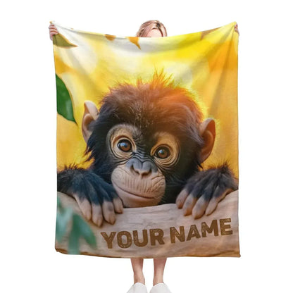 Personalized Baby Chimpanzee Blanket: Jungle Nursery Throw, Super Soft Name Gift - Dream Dragons