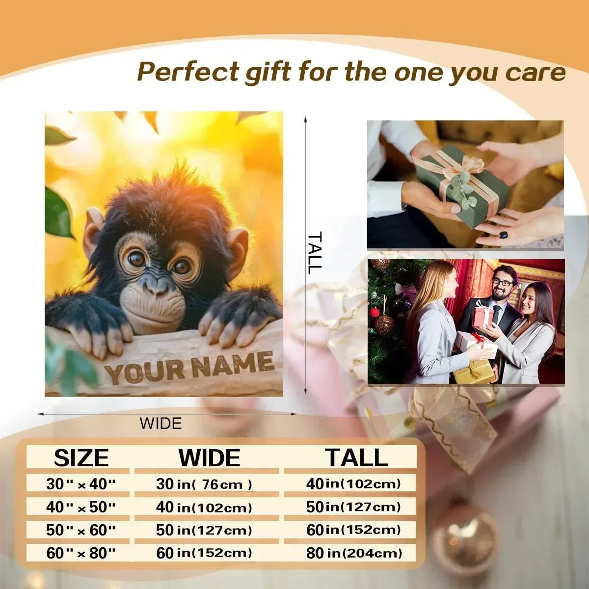 Personalized Baby Chimpanzee Blanket: Jungle Nursery Throw, Super Soft Name Gift - Dream Dragons