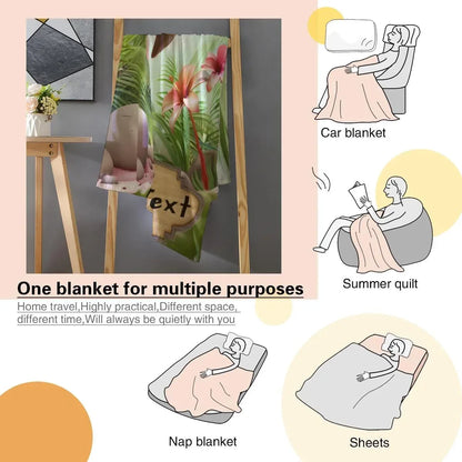 Personalized Flamingo Blanket, Cartoon Bird: Super Soft Name Gift, Pink and Green Bedroom Throw - Dream Dragons