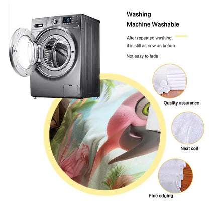 Personalized Flamingo Blanket, Cartoon Bird: Super Soft Name Gift, Pink and Green Bedroom Throw - Dream Dragons