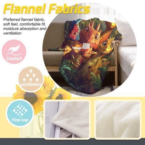 Custom Dinosaur Name Blanket: Soft Flannel Kids Throw - Dream Dragons