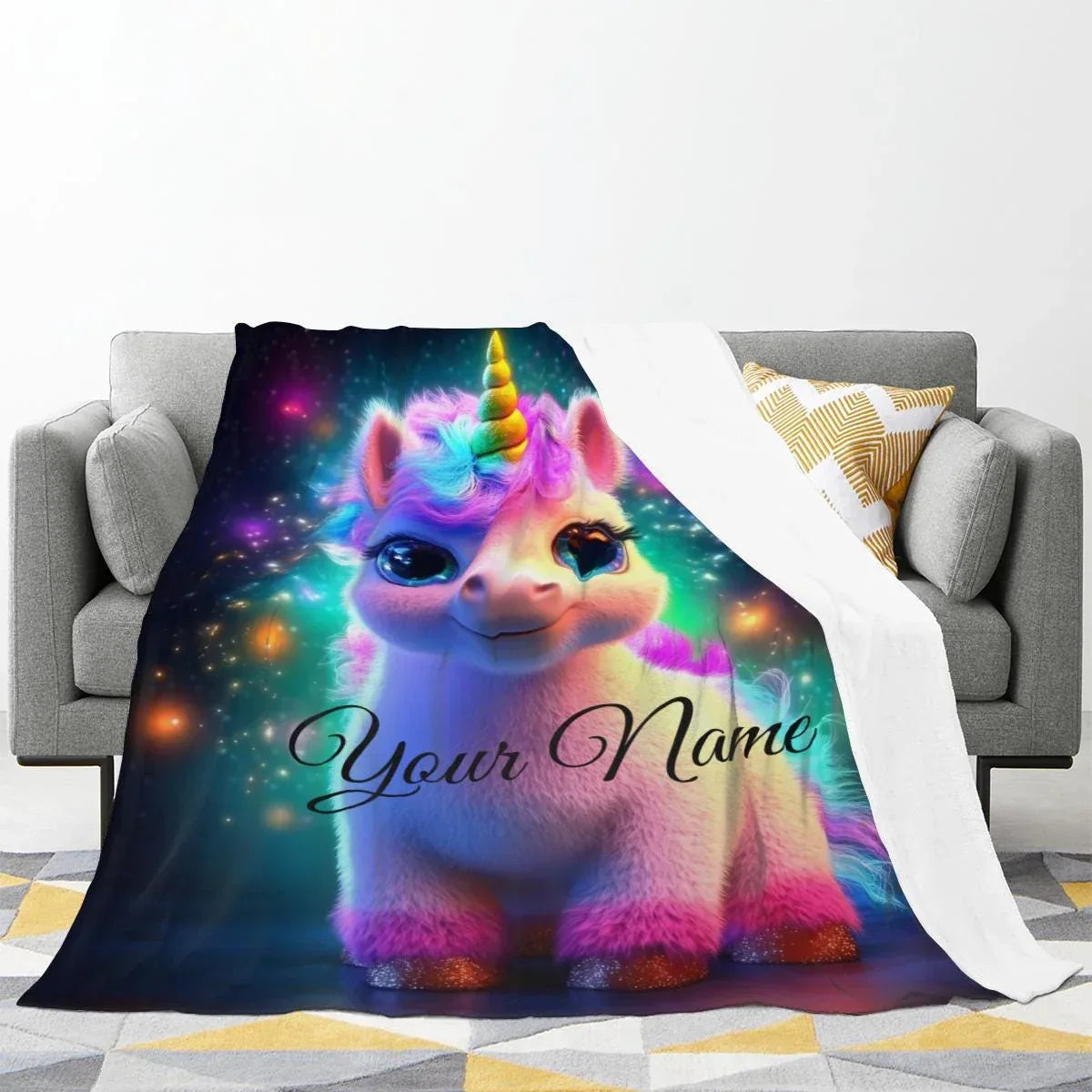 Personalized Cosmic Unicorn Blanket: Magical Galaxy Flannel Fleece Throw, Super Soft - Dream Dragons