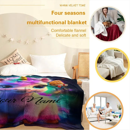 Personalized Cosmic Unicorn Blanket: Magical Galaxy Flannel Fleece Throw, Super Soft - Dream Dragons