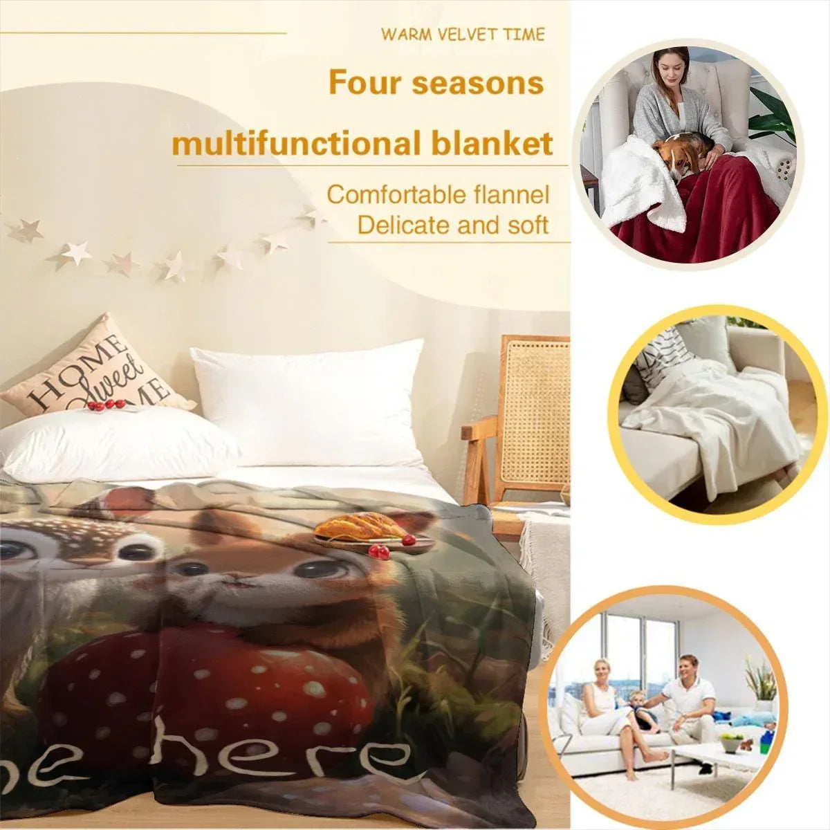 Personalized Bunny & Deer Snuggle Blanket: Soft Flannel Fleece Throw, Name Gift - Dream Dragons