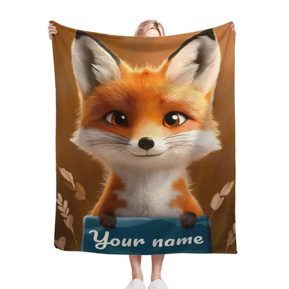 Personalized Fox Blanket: Enchanted Forest Flannel Fleece Throw, Kids Name Gift - Dream Dragons
