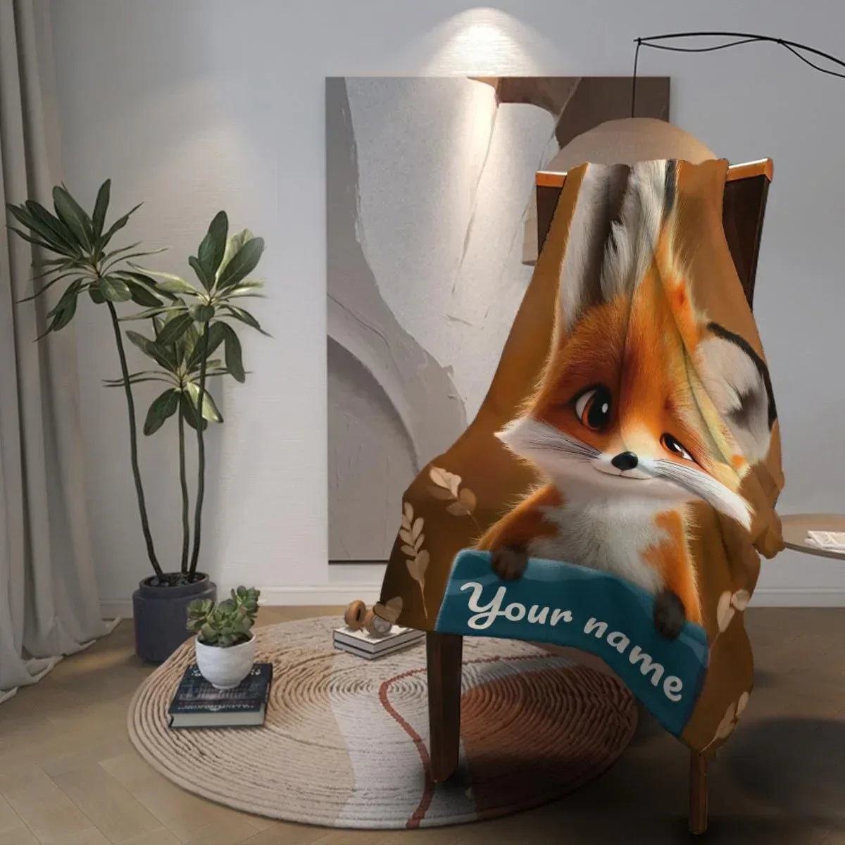 Personalized Fox Blanket: Enchanted Forest Flannel Fleece Throw, Kids Name Gift - Dream Dragons