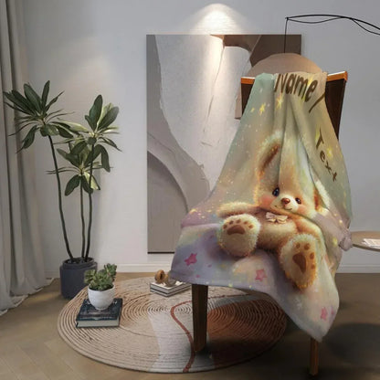 Personalized Teddy Bear Plush Blanket, Snuggly Throw, Soft Flannel Fleece, Super Soft Name Gift - Dream Dragons