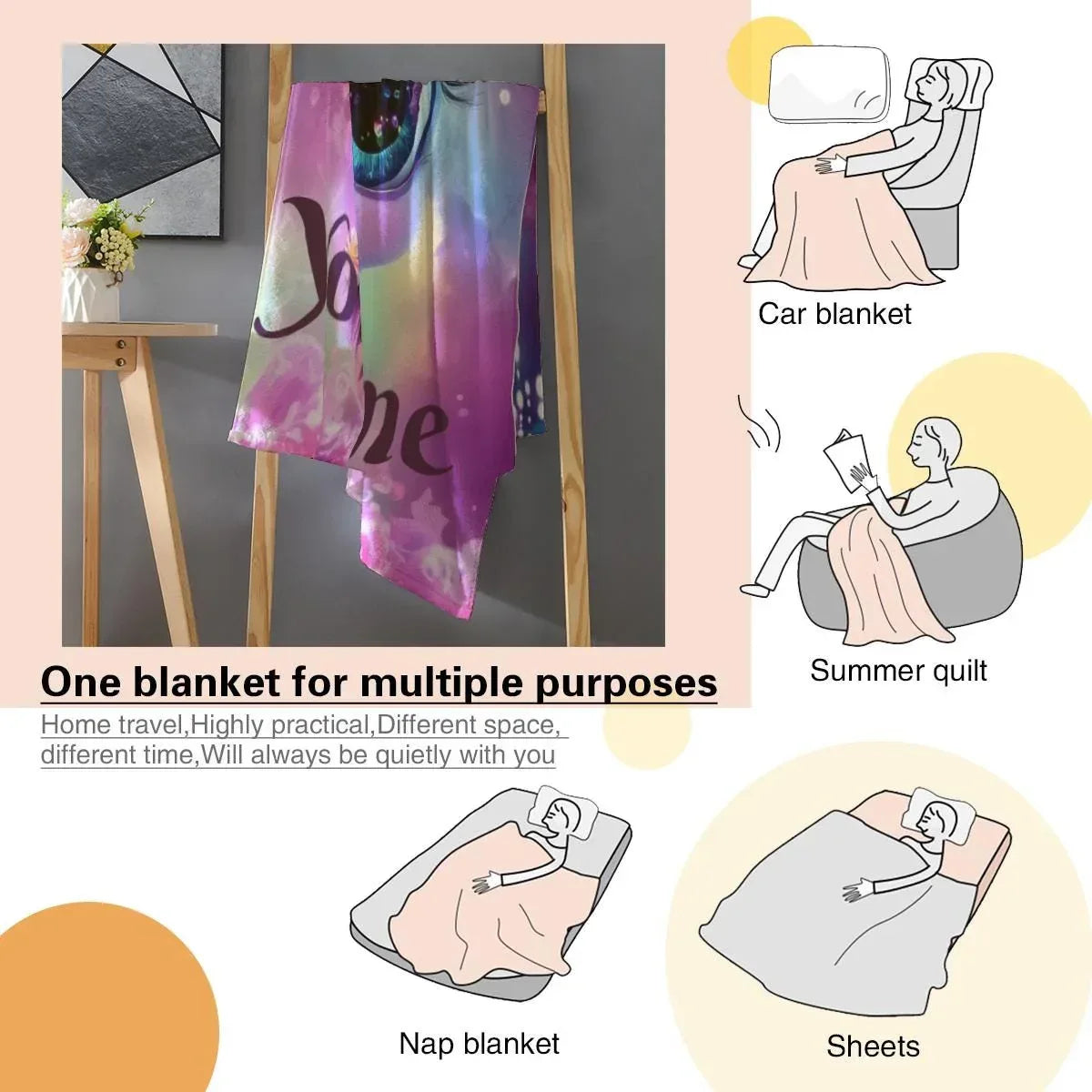 Personalized Unicorn Fleece Blanket: Purple Magical Floral Kids Throw, Super Soft Name Gift - Dream Dragons