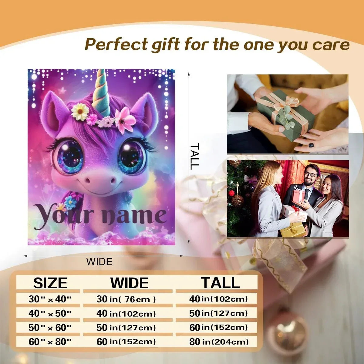 Personalized Unicorn Fleece Blanket: Purple Magical Floral Kids Throw, Super Soft Name Gift - Dream Dragons