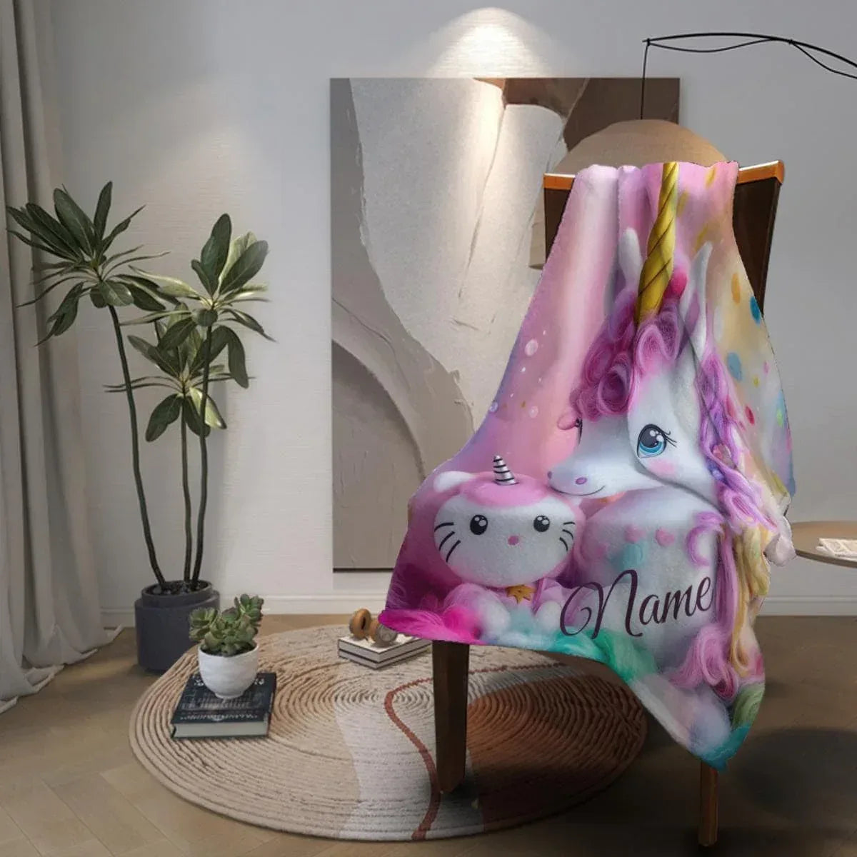 Personalized Hello Kitty Unicorn Blanket: Flannel Fleece Throw, Super Soft Name Gift - Dream Dragons