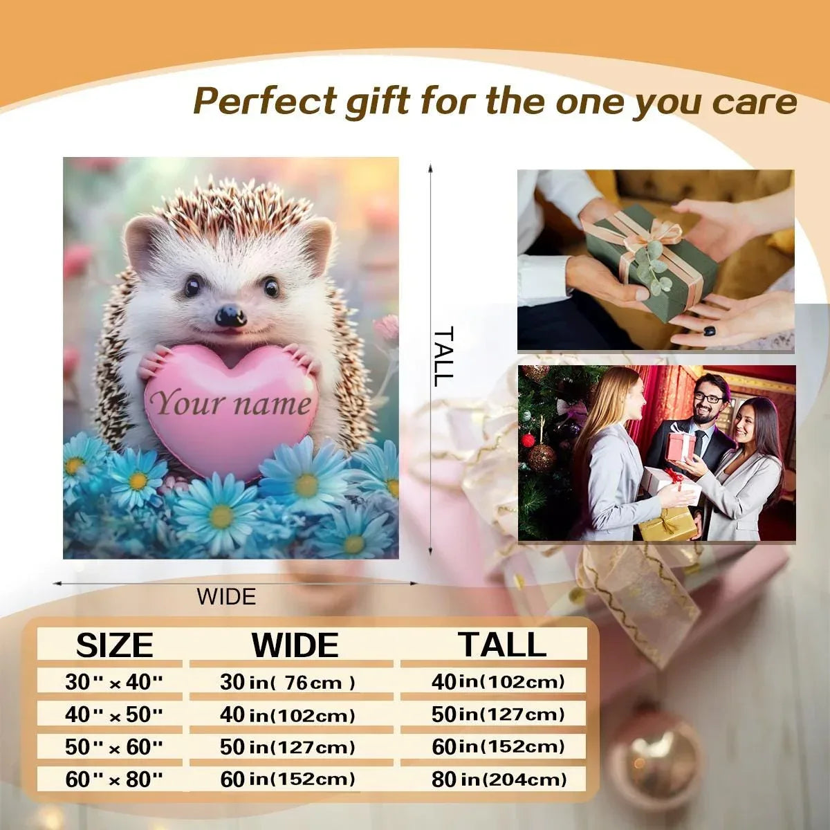 Personalized Hedgehog Love Heart Blanket: Romantic Flannel Fleece Throw, Super Soft Name Gift - Dream Dragons