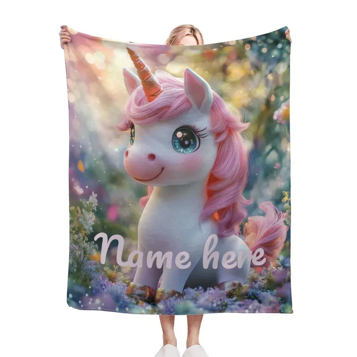 Personalized Unicorn Blanket: Magical Pink Name Gift, Soft Flannel Fleece Throw - Dream Dragons