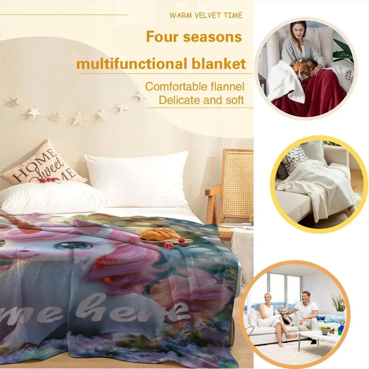 Personalized Unicorn Blanket: Magical Pink Name Gift, Soft Flannel Fleece Throw - Dream Dragons