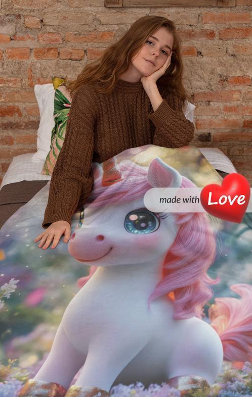 Personalized Unicorn Blanket: Magical Pink Name Gift, Soft Flannel Fleece Throw - Dream Dragons