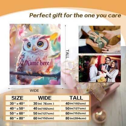 Personalized Owl Blanket: Magical Floral Fleece Throw, Soft Name Gift - Dream Dragons