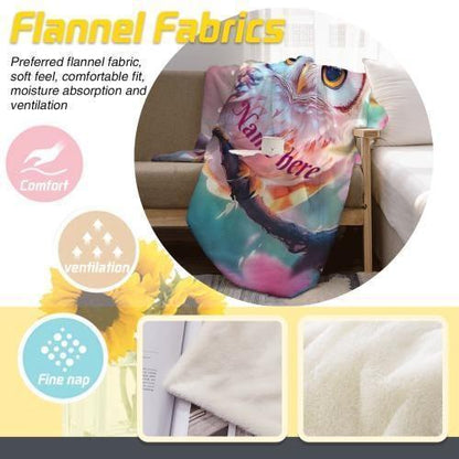 Personalized Owl Blanket: Magical Floral Fleece Throw, Soft Name Gift - Dream Dragons