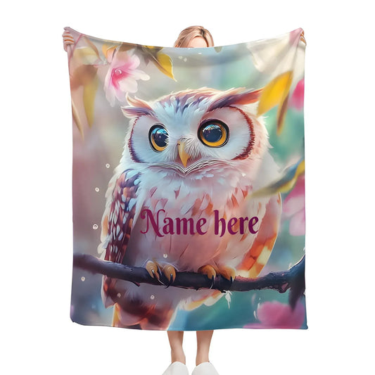 Personalized Owl Blanket: Magical Floral Fleece Throw, Soft Name Gift - Dream Dragons