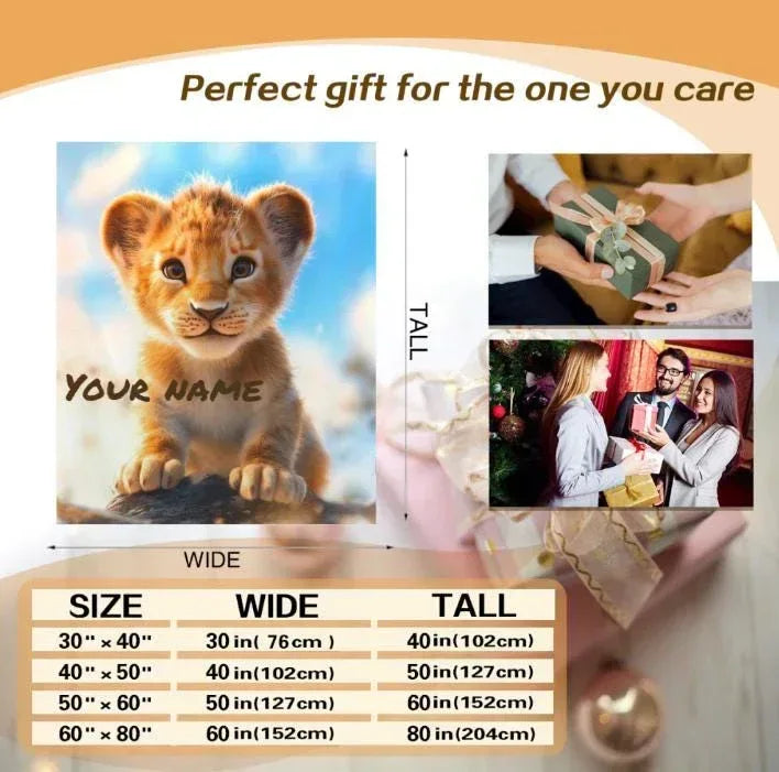 Personalized Baby Lion King Blanket: Soft Flannel Throw, Custom Name Gift - Dream Dragons