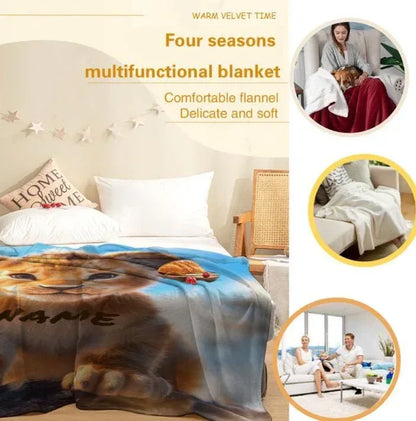 Personalized Baby Lion King Blanket: Soft Flannel Throw, Custom Name Gift - Dream Dragons