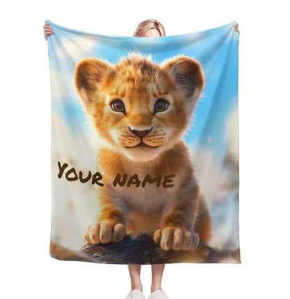 Personalized Baby Lion King Blanket: Soft Flannel Throw, Custom Name Gift - Dream Dragons