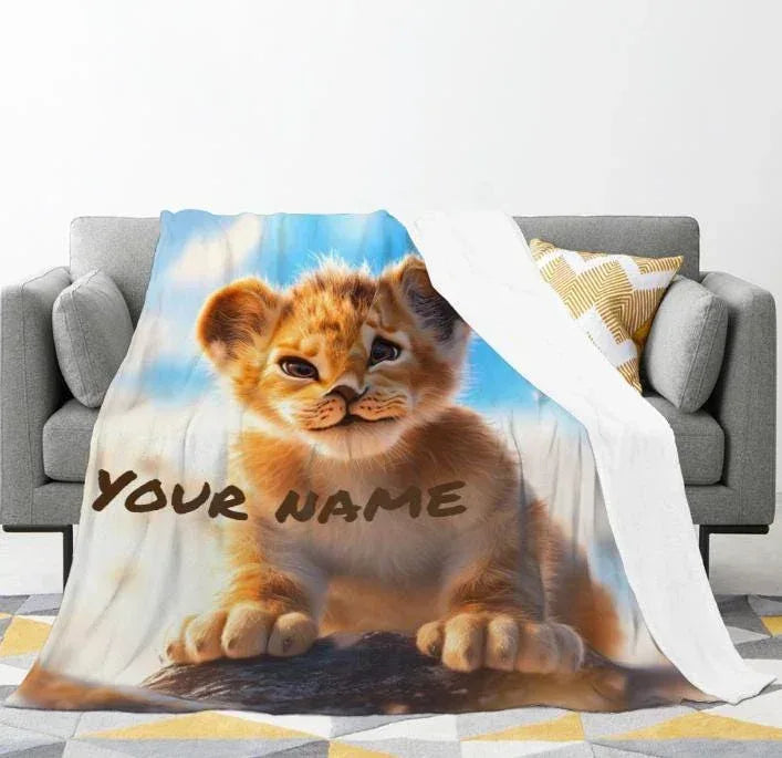 Personalized Baby Lion King Blanket: Soft Flannel Throw, Custom Name Gift - Dream Dragons