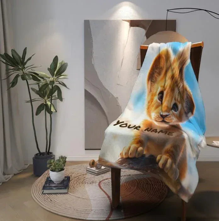 Personalized Baby Lion King Blanket: Soft Flannel Throw, Custom Name Gift - Dream Dragons